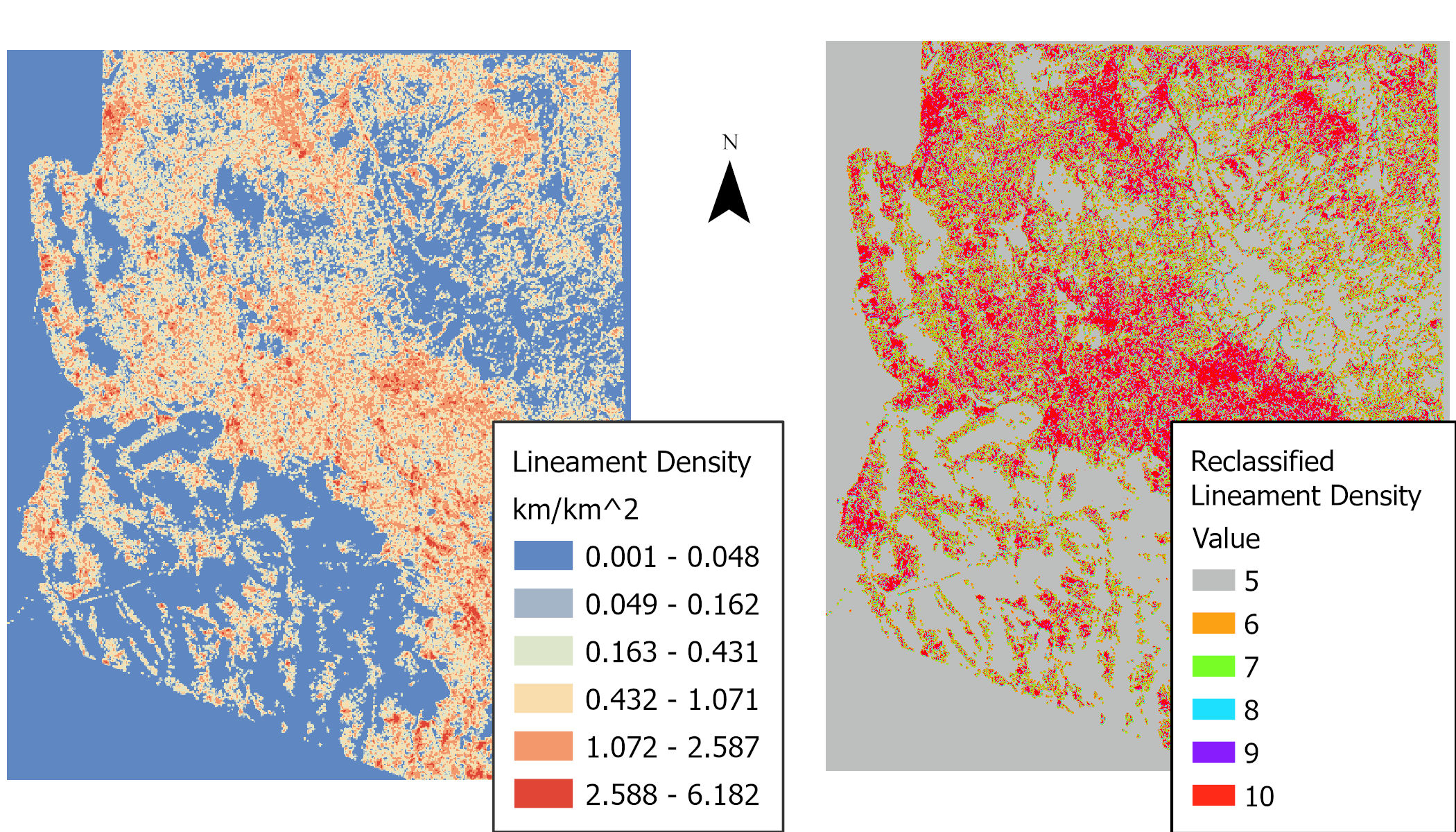 Lineament Density and Classified Lineament Density for Arizona